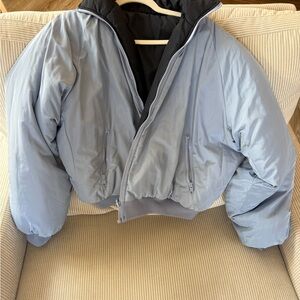 Brandy Melville Reversible Light Blue/Navy Blue Puffer Jacket